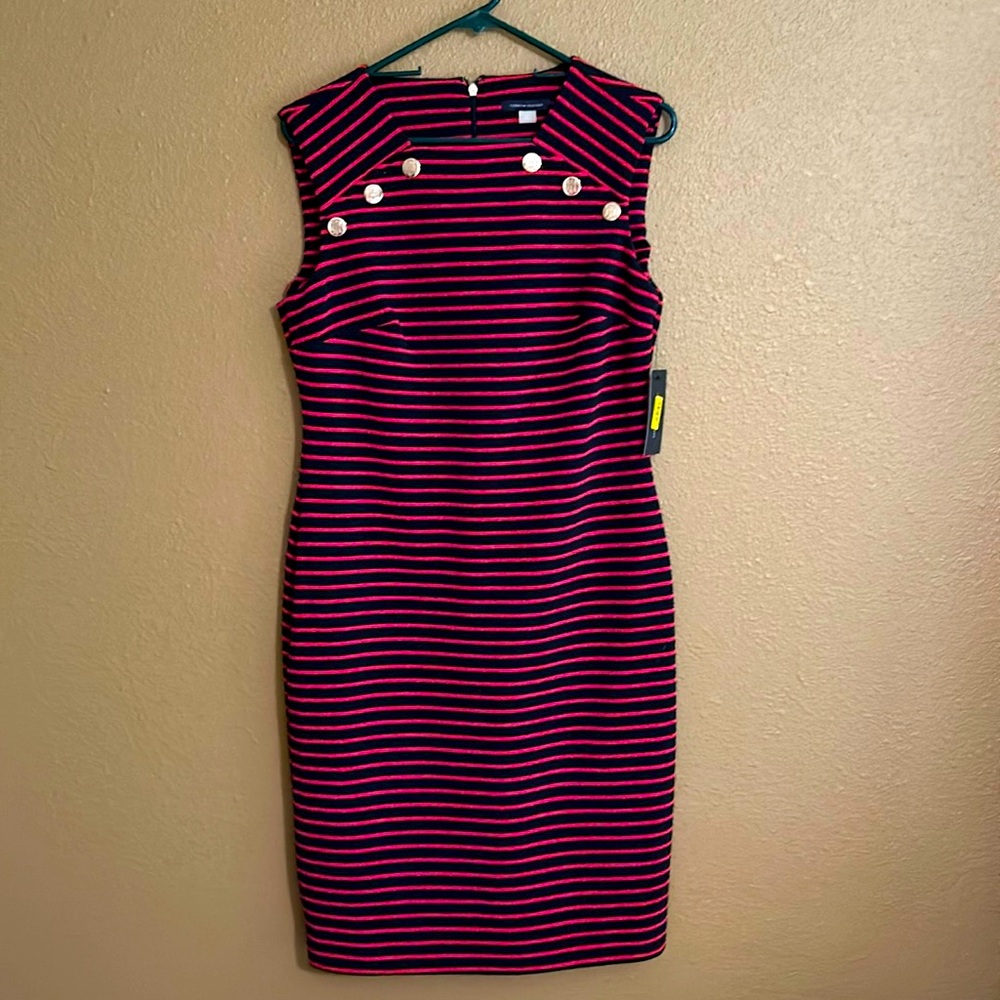 Blue Red stripe dress NWT